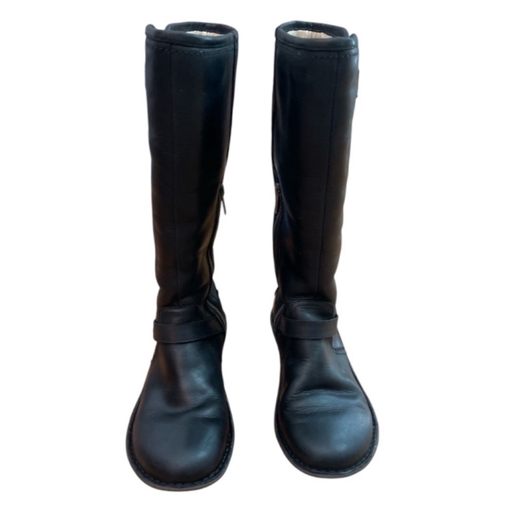 UGG Tupelo Black Leather Riding Boots Moto Buckle Women’s Size 7